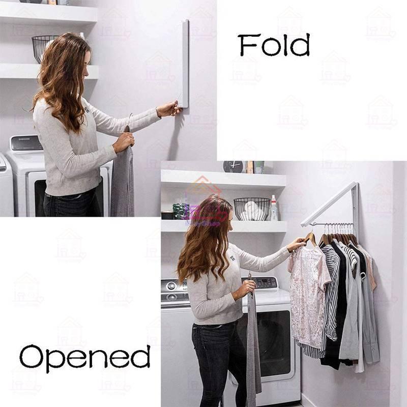 Sofortiger faltbarer Kleiderbügel mit einer Schiene, platzsparend, zum Aufhängen und Trocknen, zur Wandmontage