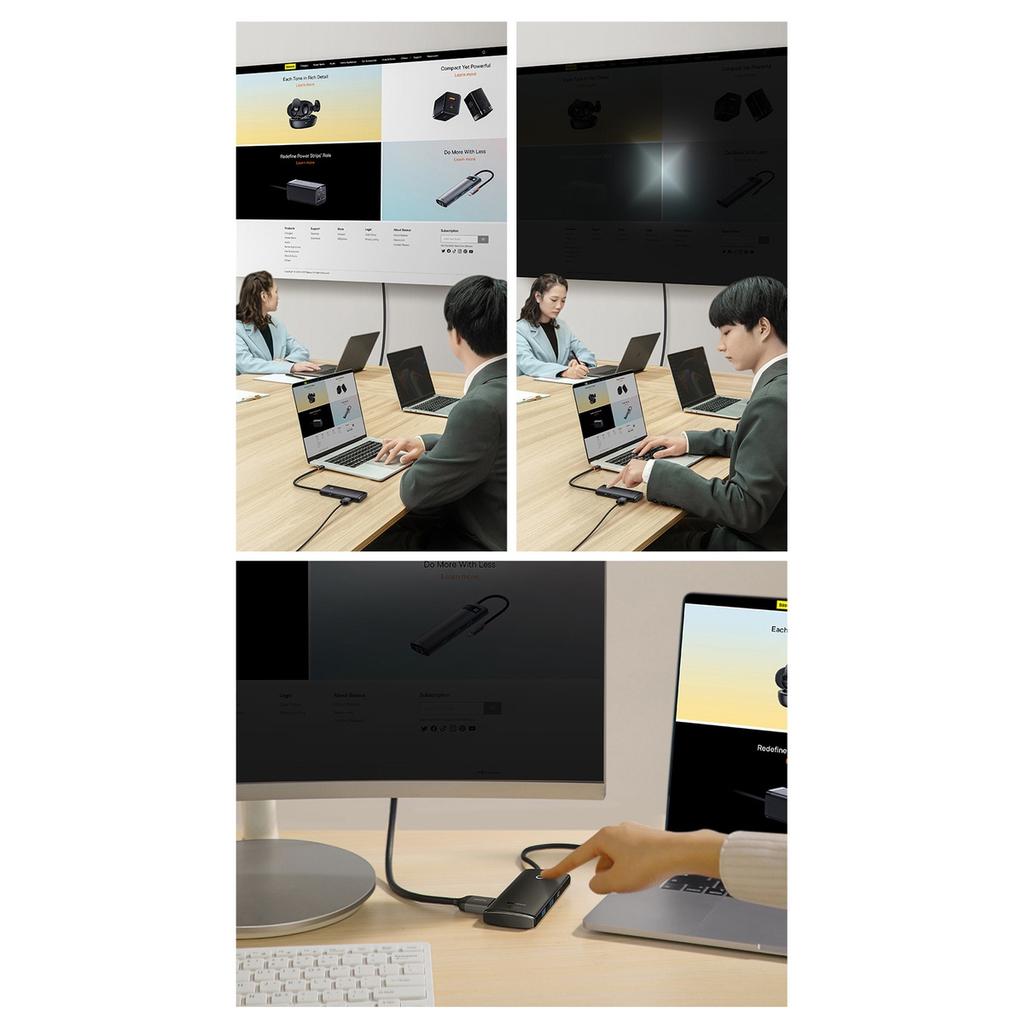 Baseus Lite Series Multiport USB-C Hub with HDMI, Dual USB 3.0, PD Charging, and Card Reader - Black