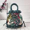 High Quality Top Handle Lace Flower Bag Lace Embroidery Bucket Drawstring Cloth Bag Dacron Women's Handbag