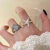 925 Sterling Silver Rings for Women Couple Minimalist Handmade Simple Blue Stone Star Ring Party Jewelry Gift Prevent Allergy