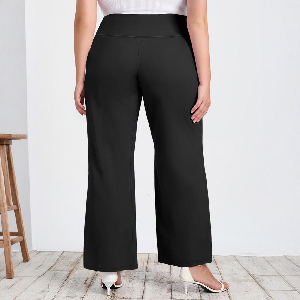 Women's Casual Slim-Fit High-Waisted Pants Solid-Color Yoga Pants With Pockets