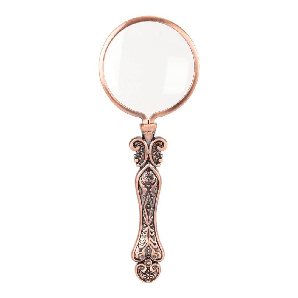 Bronze Finish Retro Magnifying Glass Alloy Material Slipless Handle Handheld Magnifying Glass Antique Gold Portable Magnifier