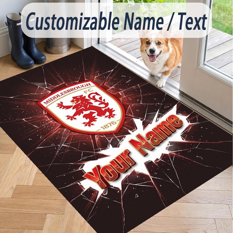 Custom Text Printed Rug Middlesbrough FC Non Slip Floor Carpet For Home Room Decor