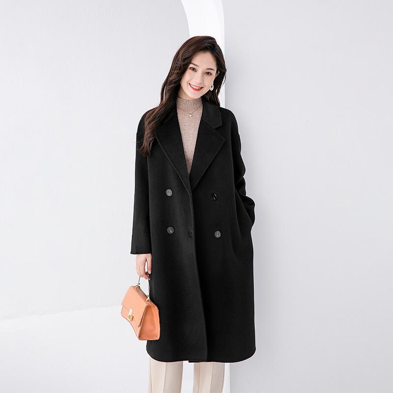 Women's Mid-Length Double-Sided Cashmere Melton Coat, 2025 Autumn/Winter Collection.