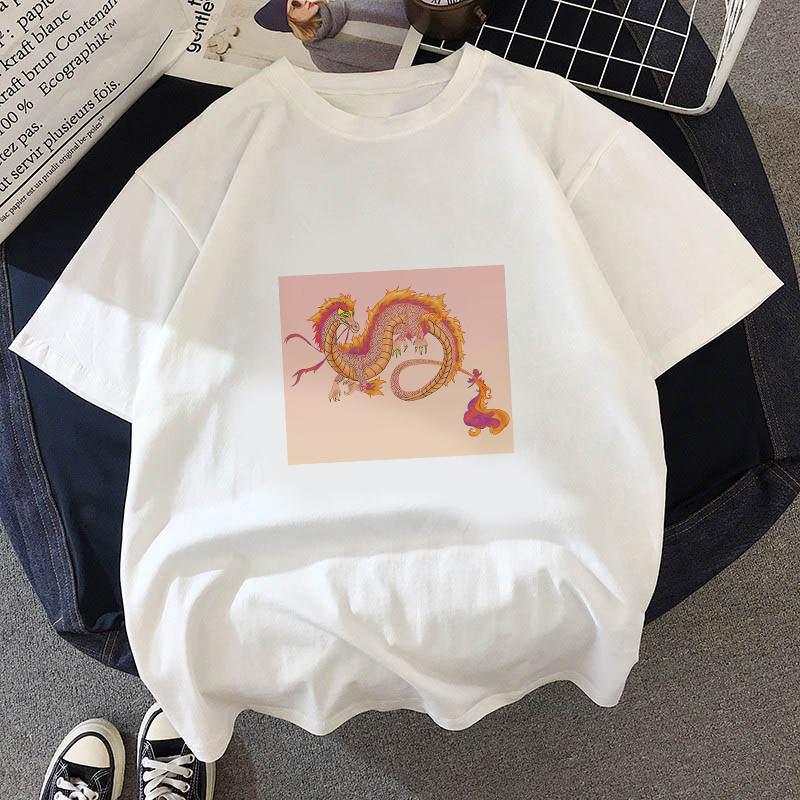 Fashion Dragon Printing Women Aesthetic T-Shirt Tops Summer Graphic Casual T-Shirt Women New Style White Women's Clothes