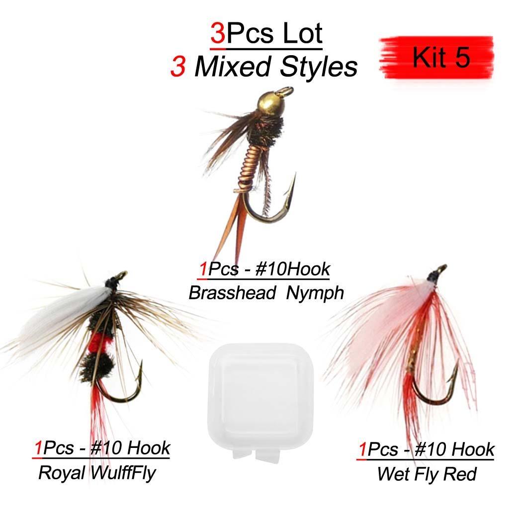 3 шт., 15 различных стилей, реалистичная нимфа, сухая/мокрая форель, наживка для ловли форели, искусственные приманки Kite5-3Pcs/3 Mixed Styles