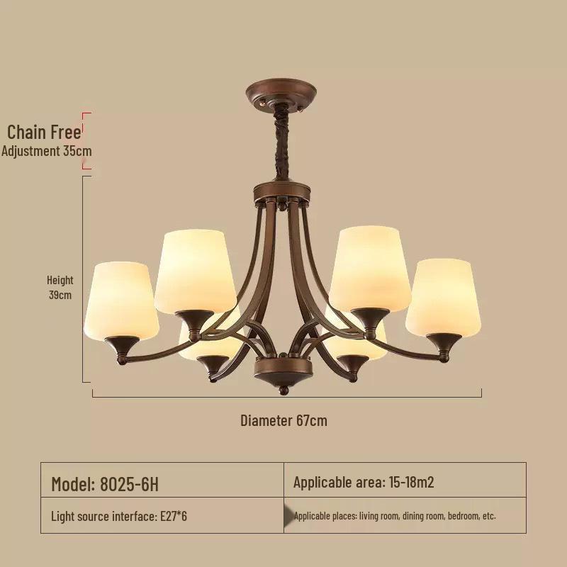 American Retro Iron Art Chandelier for Living Room, Bedroom, Dining Room - Modern & Country Style