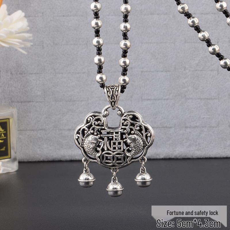 

Тибетське срібло Чотири сторони світу Багатство Китиця Підвіска Кольє