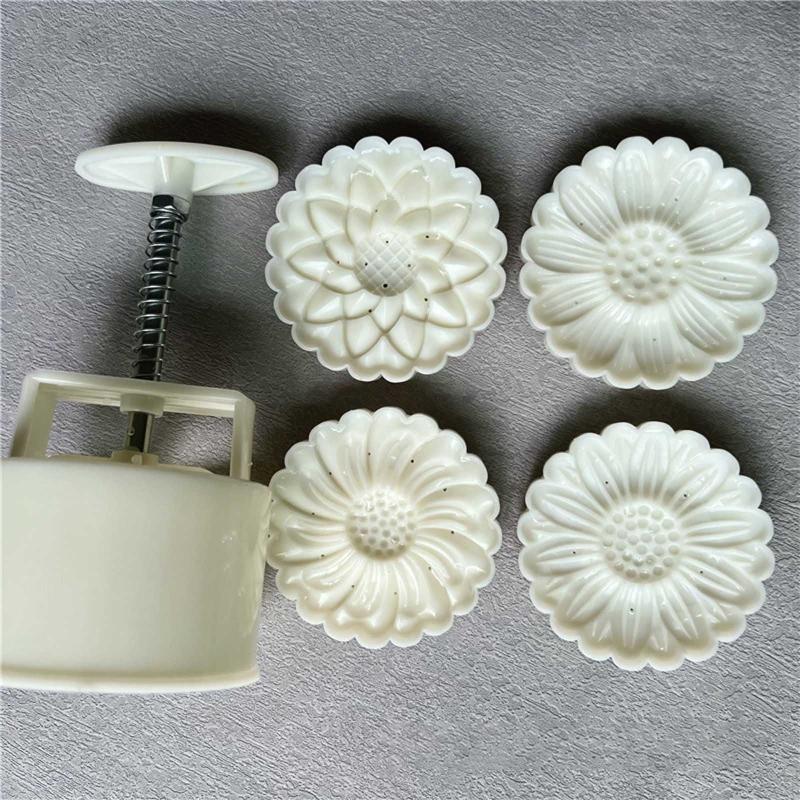 150g/200g Flower Shape Pastry Moulds Mooncake Mold Mooncake Mould Hand Pressure Tool Plastic Material Baking Accessories