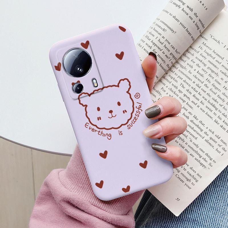 For Xiaomi 13 Lite Phone Case Cute Fashion Heart Flowers Soft Silicone Bumper Cover For Xiaomi13 Lite Fundas Shell Cartoon Gifts