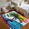 Weicher rutschfester kräftiger tropischer Strand-Teppich mit lebendigem Palmen- und Wellen-Design für Kinderzimmer Schlafzimmer Wohnzimmer Dekoration