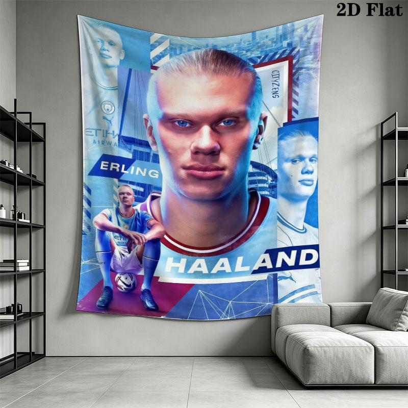 Erling Haaland Re Appeso a Parete Coperta in Tessuto Stampato Arazzi Decorativi per Camera da Letto Soggiorno Arredamento per la Casa