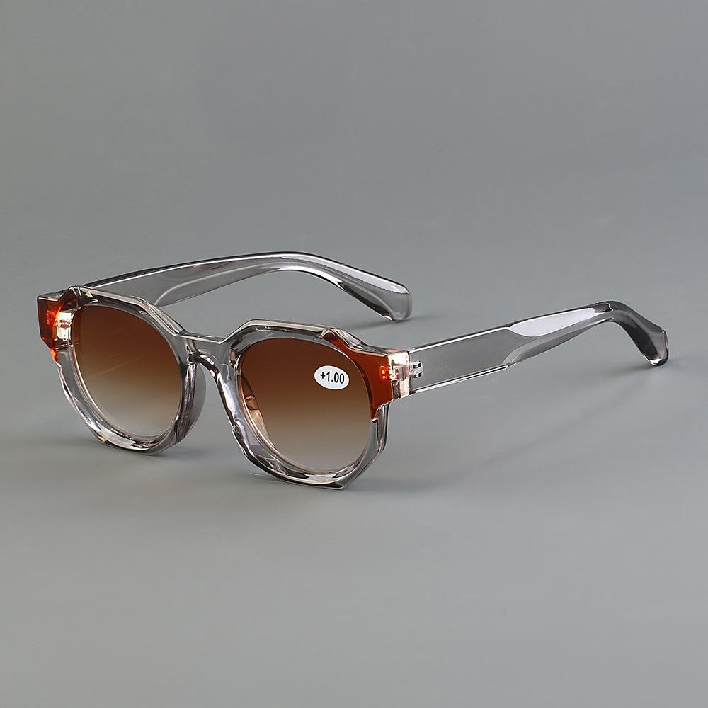 Men Women Fashion Retro Reading Glasses Tea Color HD Lenses Classic Large Frame UV Protection Presbyopia Glasses To +3.0+3.5+4.0