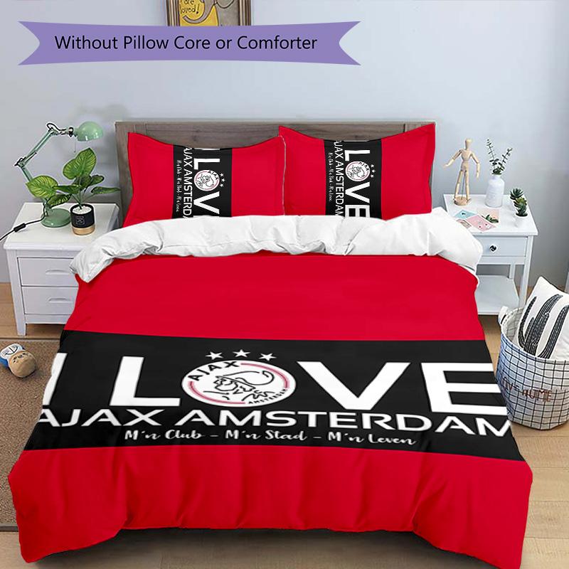 3pcs AFC Ajax pattern bedding set duvet cover set includes duvet cover &pillowcases,perfect all season bedroom decoration&gift