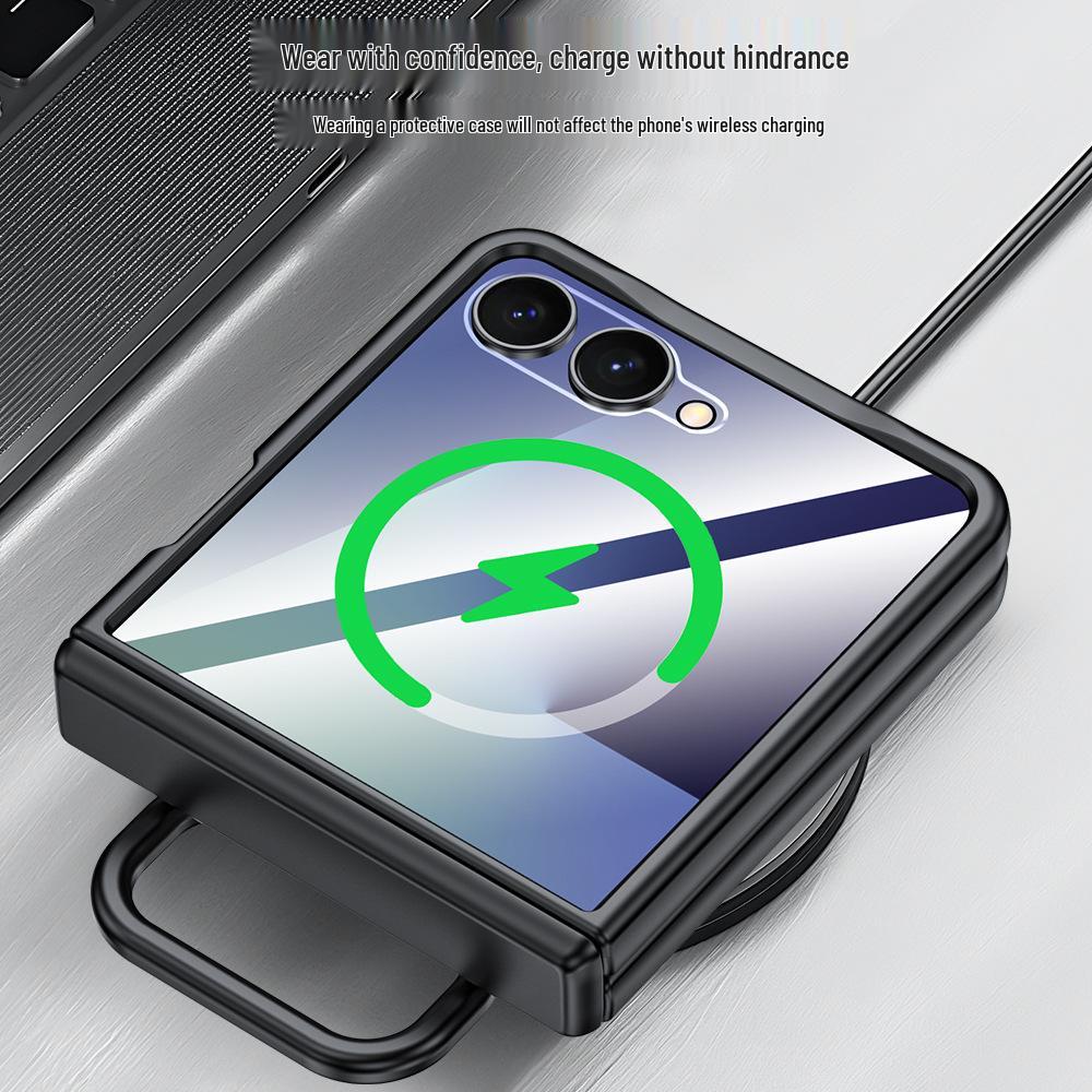 Pouzdro Samsung Z Flip7 s magnetickým kroužkem na pantu a integrovanou ochranou obrazovky