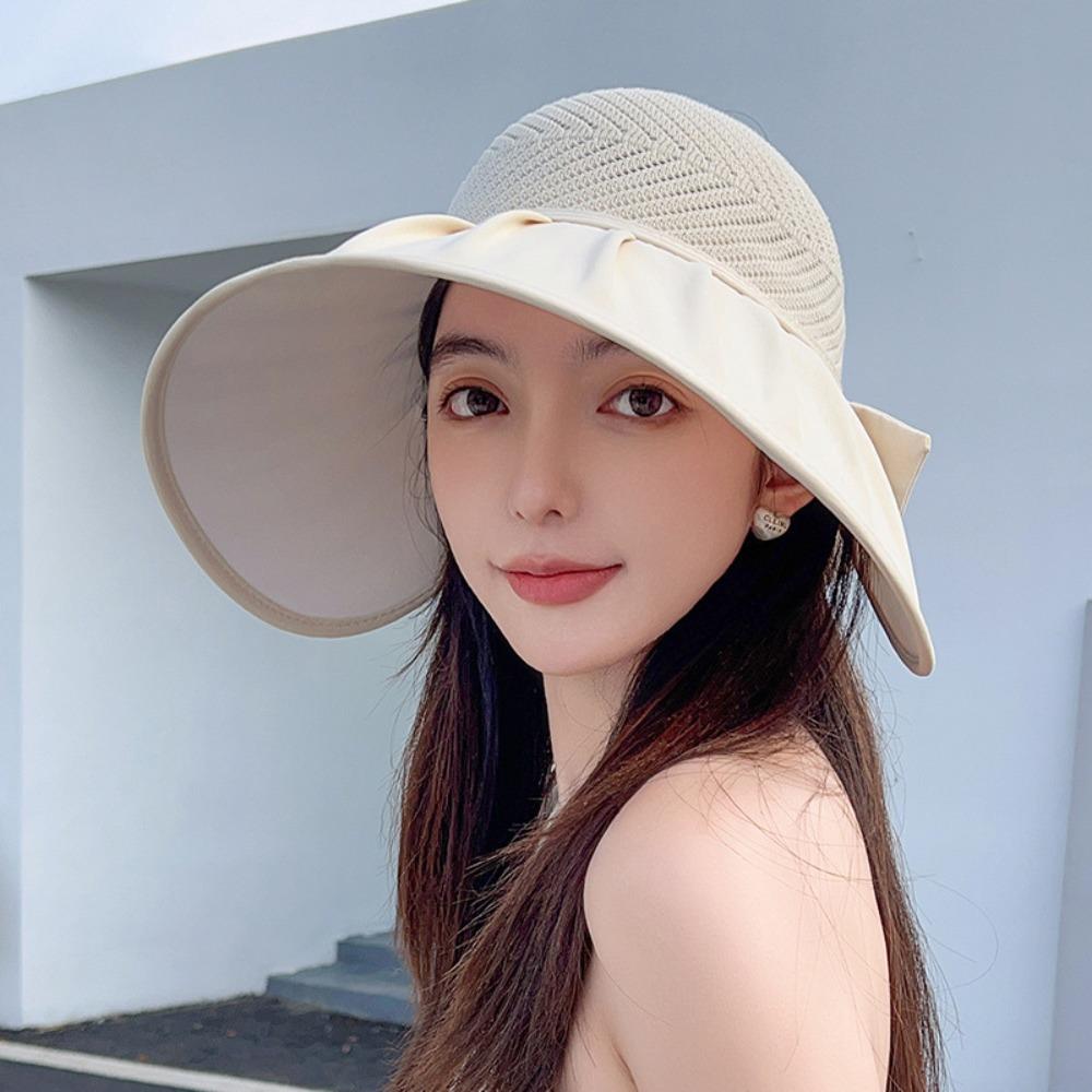 UV Protection Large Brimmed Sun Hat Wide Brim Sun Hat Fashion Empty Top Hat  Women