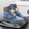 Autumn Men's High-top Platform Martin Boots British Outdoor Tooling Short Boots Live Broadcast Large-size Retro Denim Men's Boots
