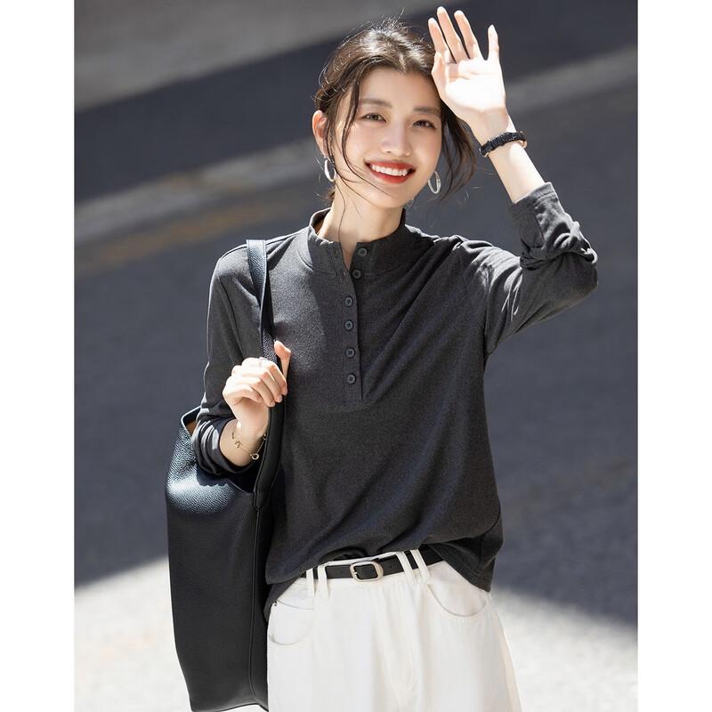 Demana Women s Warm Ginger Fleece Half-Placket T-shirt S