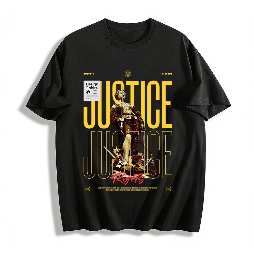 Vintage Lady Justice Print T-shirt Unisex Trendy Rights Theme Tee Pure cotton T-shirt XXS