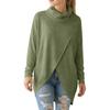 Top Pullover Casual da Donna a Collo Alto a Maniche Lunghe Lento con Orlo Spaccato Davanti, Top a Collo Alto per Autunno e Inverno