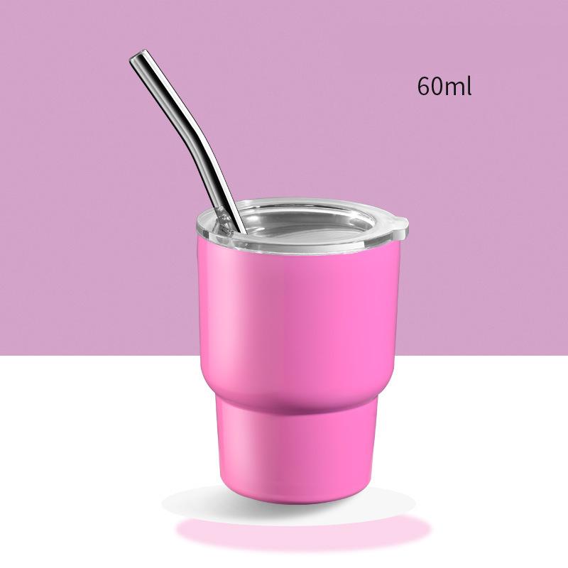 LMETJMA 2oz Mini Tumbler Double Stainless Steel Vacuum Cup Sublimation Shot Glass Tumblers Mugs with Straw and Lids JT228