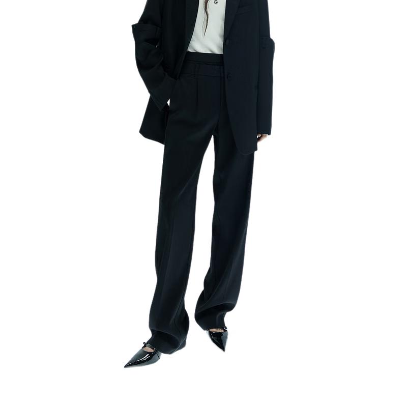 MO&Co. Deconstructed Double Waist High-Waist Worsted Trousers