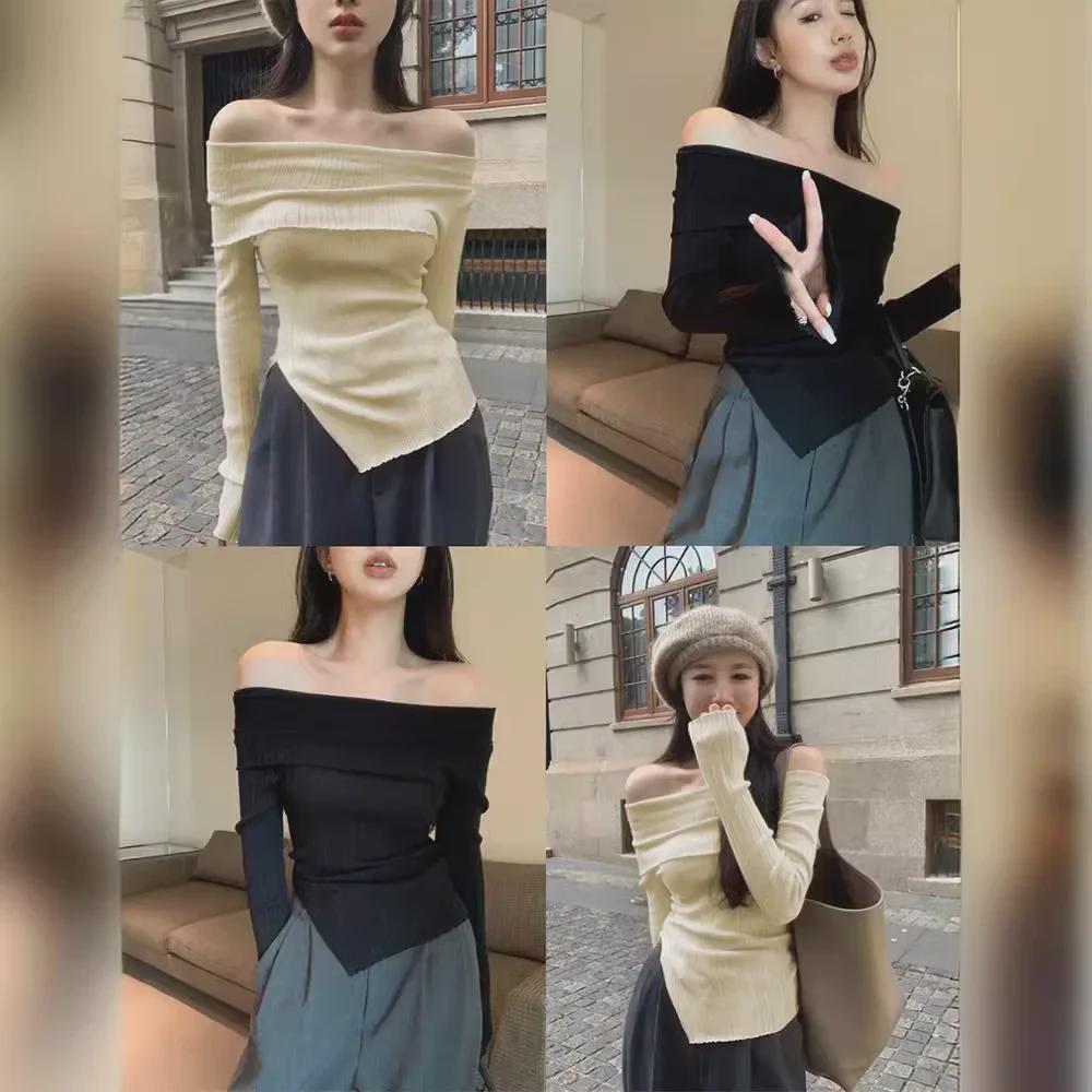 Women's Sexy One-Shoulder Long-Sleeve Slim Fit Top