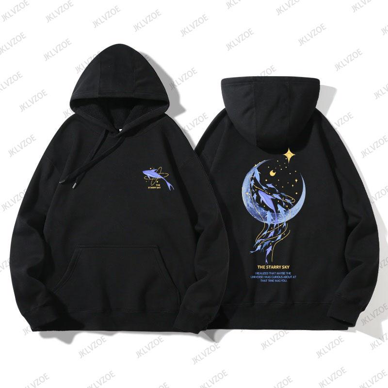 2024 New Korea Spring Autumn Women's  Hoodie Whale Print Designer Long Sleeved Sports Sweater Hoodie Unisex Oversized Clothes