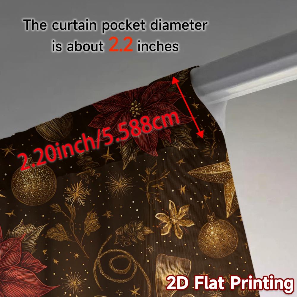 2D Flat Printing  JIT 2pcs   Curtains (Without Rod) Golden Noel Tree Modern Fashionable Curtains Versatile Polyester Fabric
