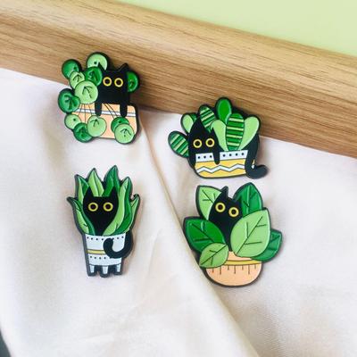 Ιαπωνική Χαριτωμένη Μαύρη Γάτα Κινούμενο Σχέδιο Καρφίτσα για Τσάντες & Ρούχα