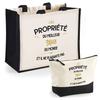 Gift Set - PLANETEE - Jute Tote Bag Duo & Pouch «Property of the Best Husband» - Jute/Cotton - HD DTF Printing - Made In France