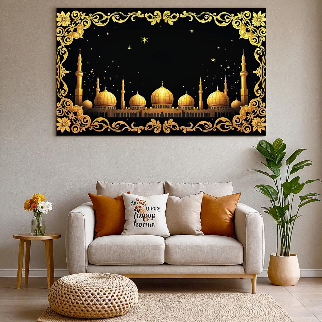 Ramadan Decoration 2025 EID Backdrop Curtains Wall Hanging Decor Indoor Outdoor Banner Ramadan Room Background