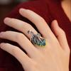 Zinc Zinc Alloy Open Rings Peacock Enamel Retro Ring Personality Women Finger Rings  Girls