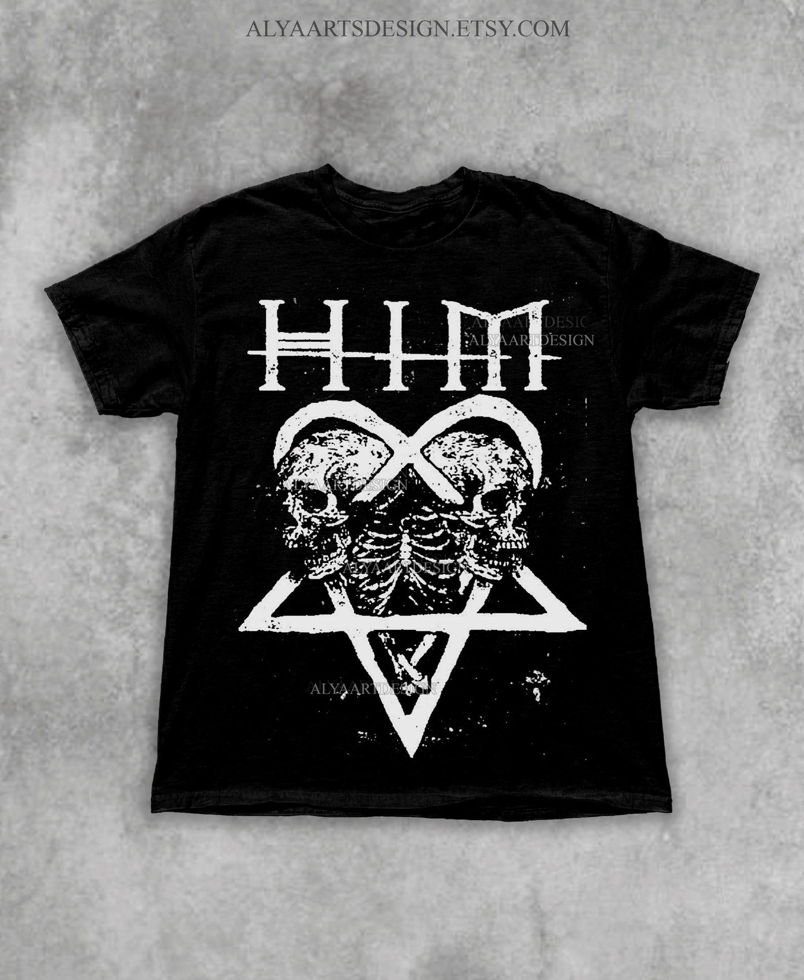 HIM Band Inspired T-Shirt | Ville Valo Heartagram Tee | Razorblade Romance Era | Gothic Rock Merch | Vintage Y2K Music Shirt | Metal Gift 4XL