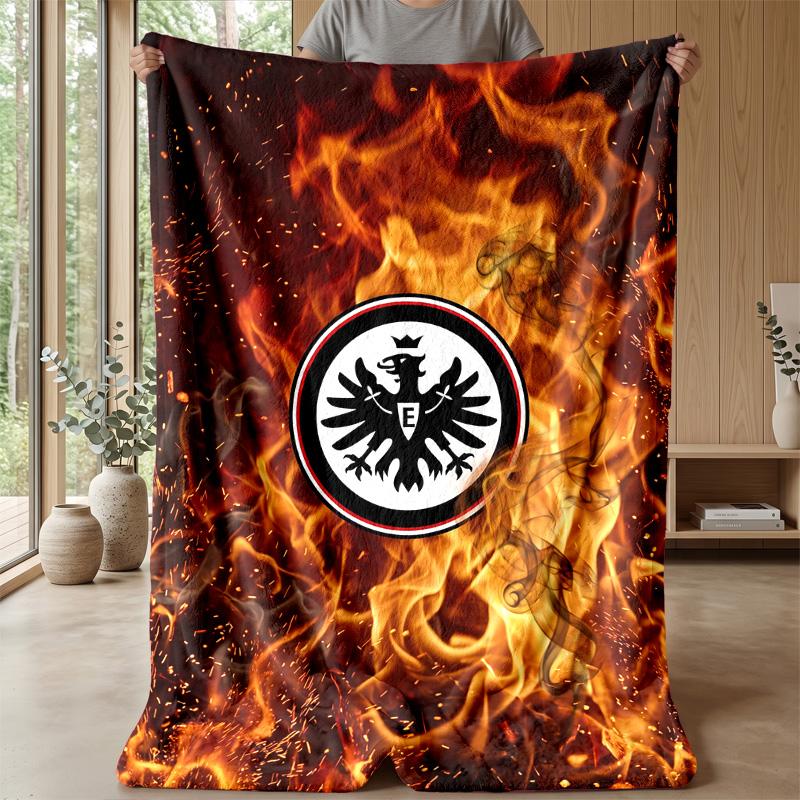 Coperta in Flanella con Stampa Calcio Eintracht Frankfurt, Coperta Morbida Calda Leggera per Divano Letto Campeggio