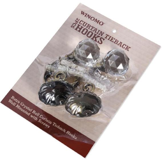Curtain Tieback Hooks Drapery Holdbacks Crystal Ball Curtain Hookback Wall Mount Metal Curtain Holdback (Bronze 2pcs)