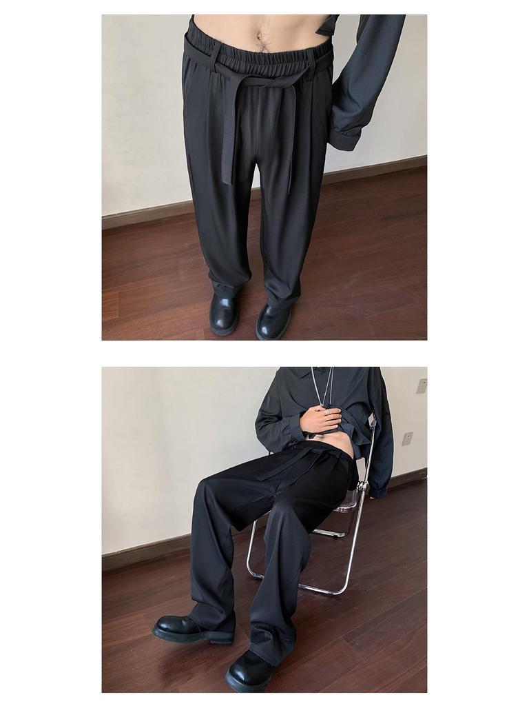 Brit Yuppie Tarzı İtalyan Drapeli Buz İpek İpli Pantolon