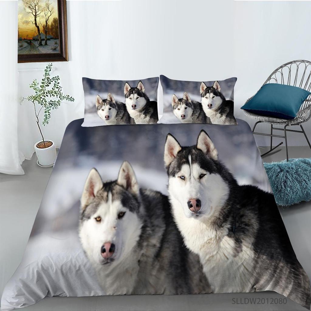 Animal Duvet Cover Sets with Pillowcase Pets Painting Microfiber Bedding Suit King Single Size Luxury Bedding Covers
