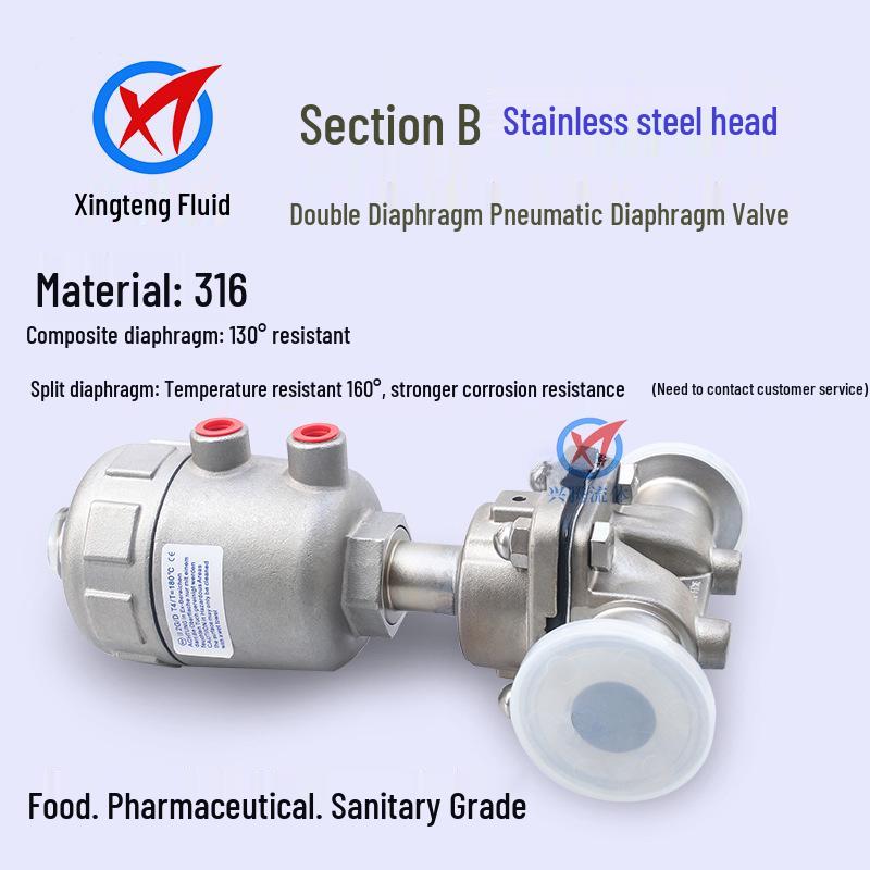 Stainless Steel Normally Closed Pneumatic Diaphragm Valve with Quick Connect Clamp for Food and Pharmaceutical Use