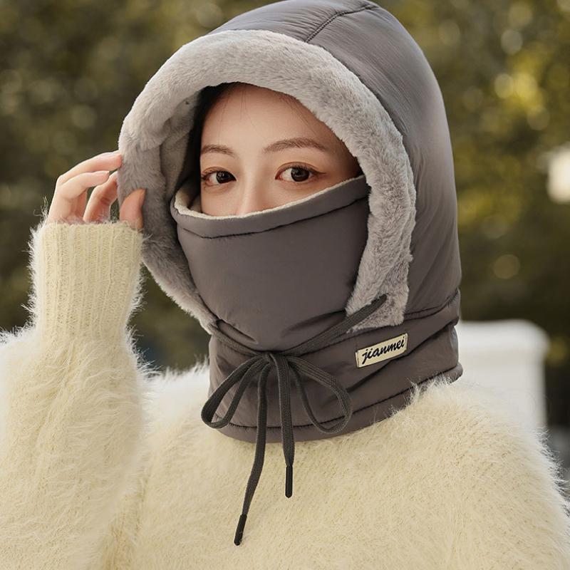 Winter Warm Women's Men's Hat Earmuffs Plus Velvet Thickened Cold-proof Mask Neck Skiing Integrated Cycling Windproof Cycling Hat Ski Hat