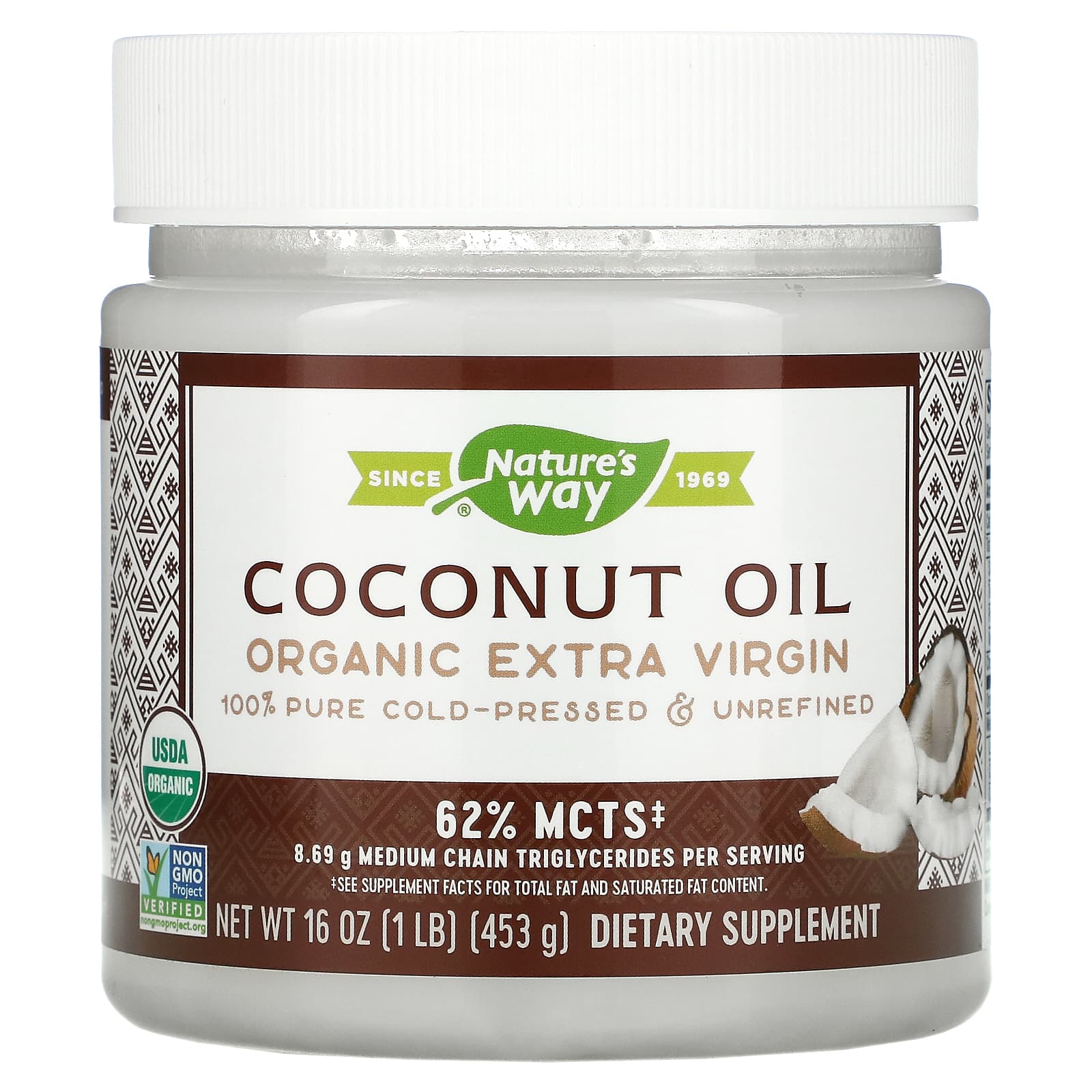 

Nature s Way, органічна кокосова олія, Extra Virgin, 453 г (16oz)