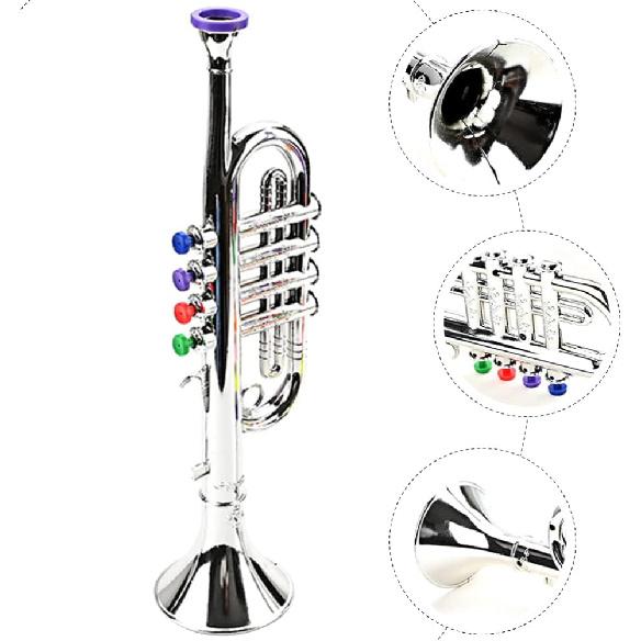 Toyvian Instruments Детская труба - Декоративная пластиковая труба с реалистичным дизайном и цветными клапанами для изучения музыки и игры дома или в школе
