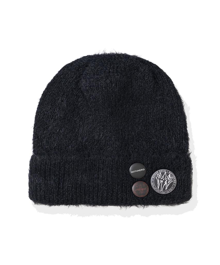 NOT4NERD Long Cuff Badge Beanie - Black