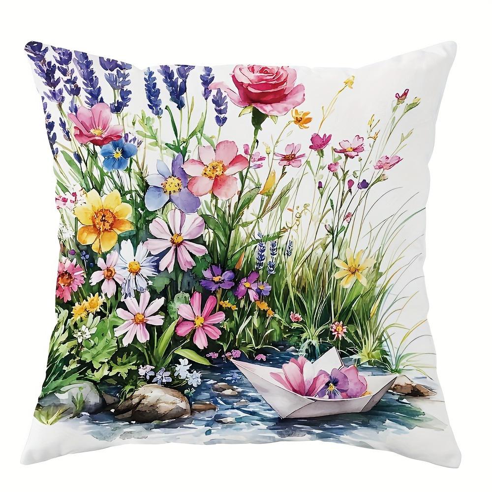 Luxuosas Fronhas Florais DouradasCapa de almofada para sofá de sala de estar, macia e confortável, decoração de quarto