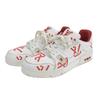 LOUIS VUITTON LV Trainer Line Sneakers, Leather Shoes, Men's, White x Red, Size 8 1/2, 1AAGYI, Made in 2022 shoes 8.5 White / redUsed