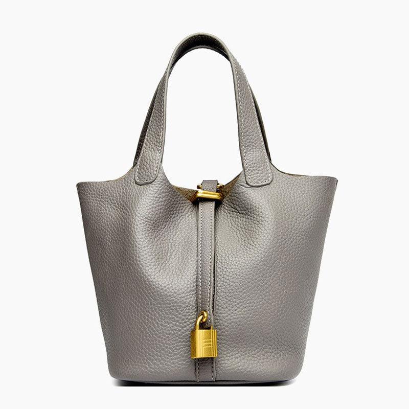 Bucket Bag Leather Messenger Bag Simple Texture Handbag Fashion Bag First Layer Cowhide Commuter Bag