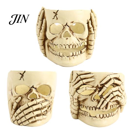 Indoor Halloween Decor Skull Candle Holder Decor, Resin Gothic Table Ornament, Spooky Shelf Festive for Party Home, Trick or Treat Centerpiece Gift