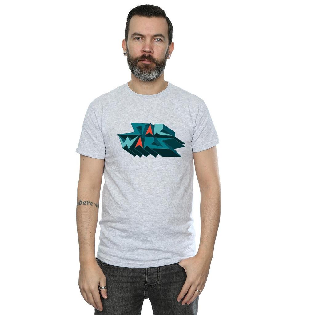 Star Wars Mens Edgy Block Logo T-Shirt