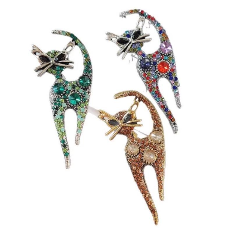 Spille Gatto Punk per Uomo Donna Vintage Strass Glitter Spille Personalizzate Gotico Gioielli Decorativi Accessori Cose Cool