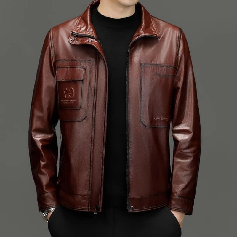 Autumn and winter leather leather jacket men's casual large size men's cowhide top leather motorcycle jacket men's